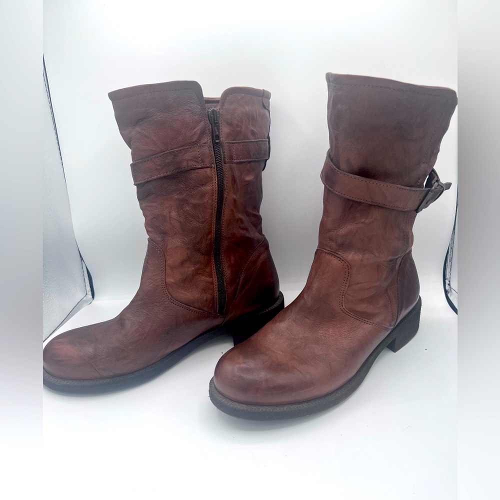 Genuine leather moto boots